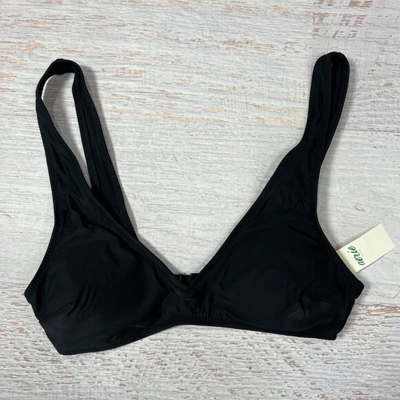 NWT Aerie Black Minimal Coverage Scoop Bikini Top Size XS Black Removable Pads - Picture 1 of 5